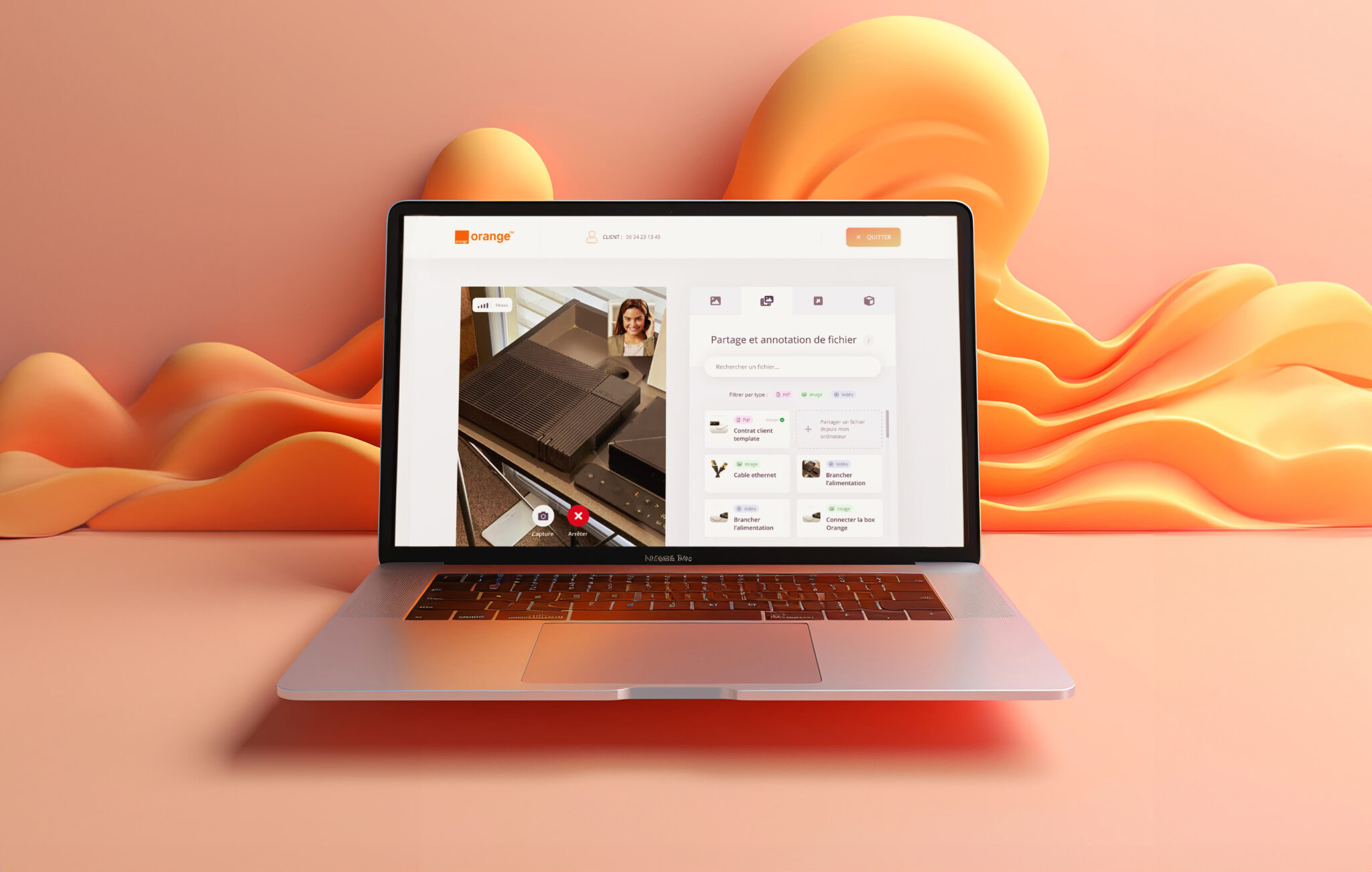 Macbook pro mockup of orange interface