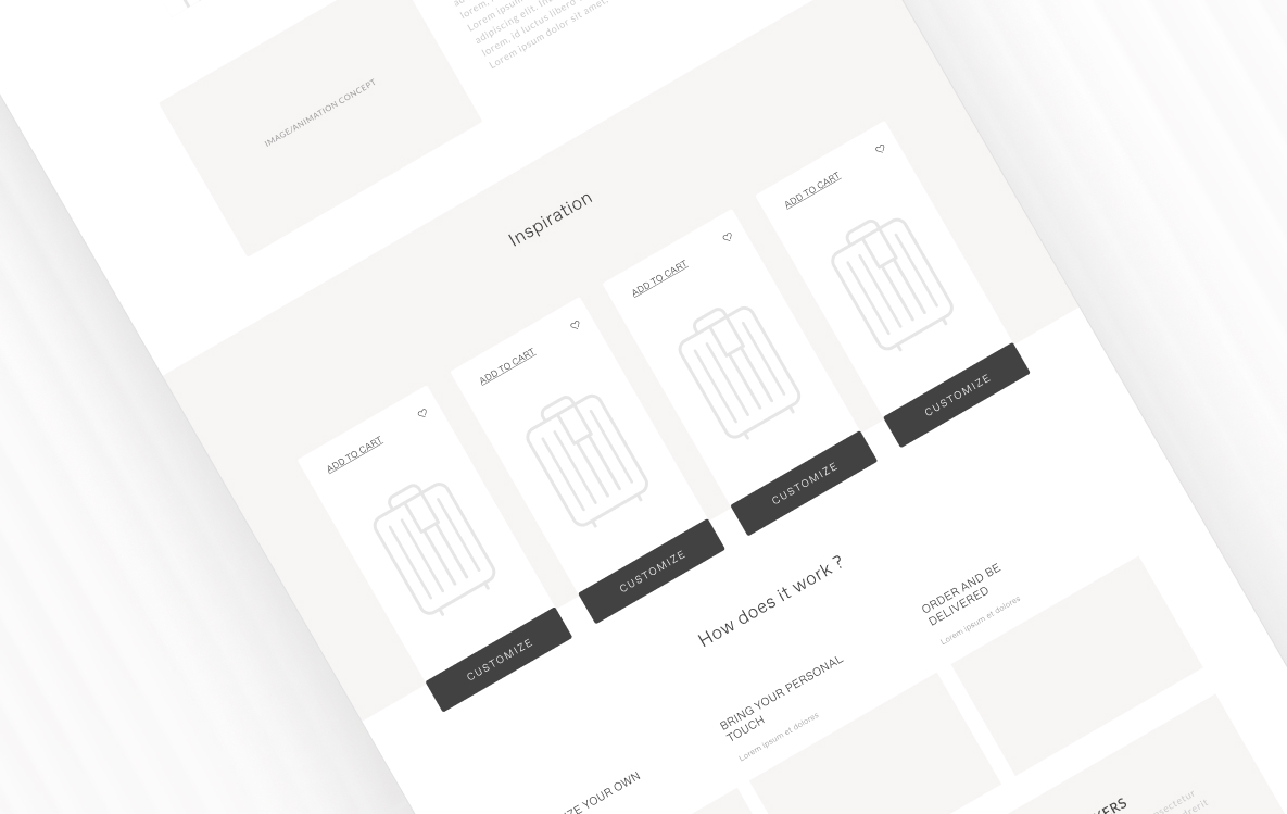 Wireframe Rimowa Luxe first screen