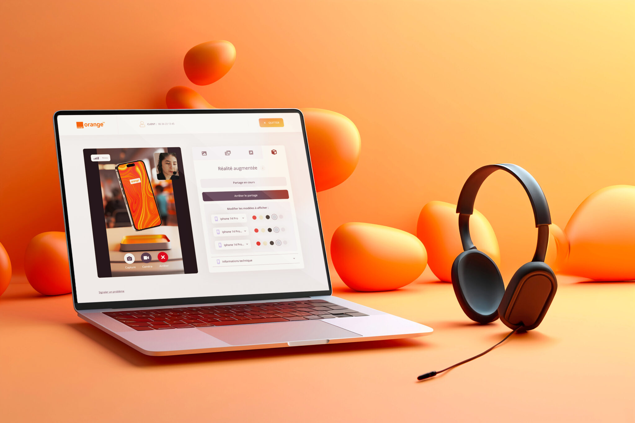 Macbook pro mockup of orange interface